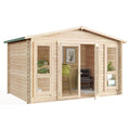 BillyOh Sasha 12 x 8 Log Cabin Summer House Shed – Wooden Garden Room with Apex Roof, Double Doors, Floor, Roof & Felt | Outdoor Office, Home Studio