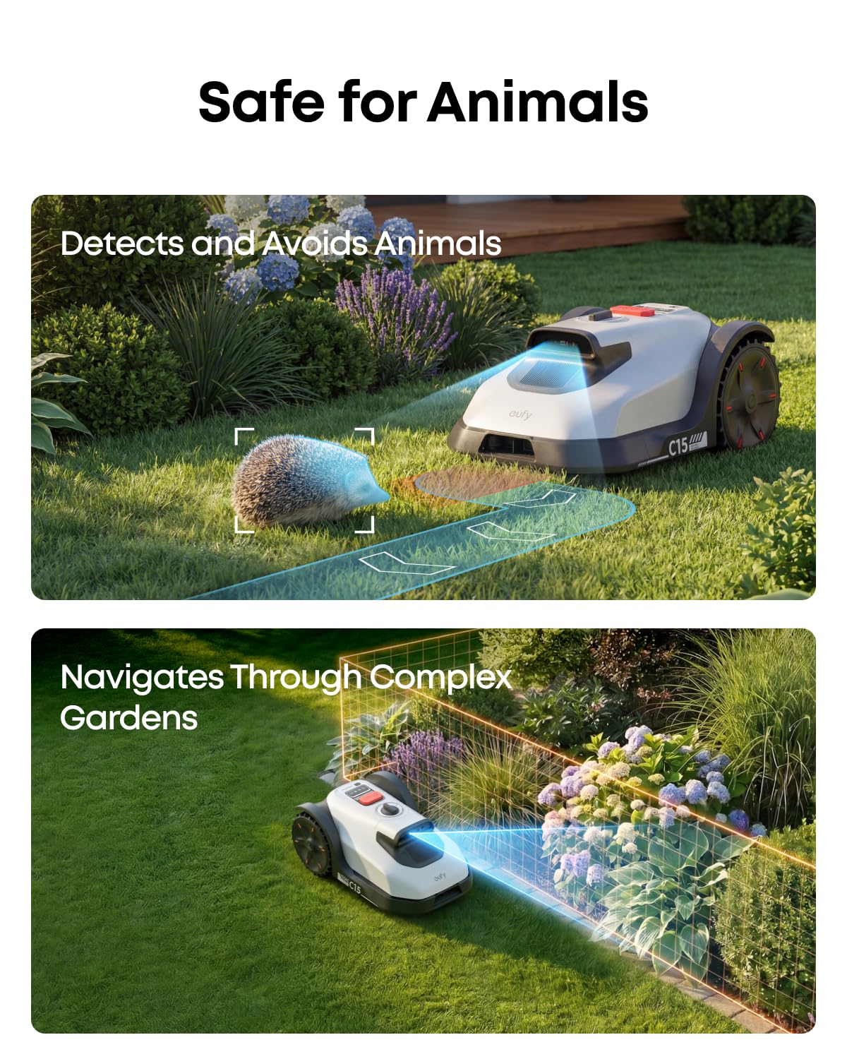 eufy Robot Lawn Mower, C15 without Boundary with Garage, 500 m2 Coverage