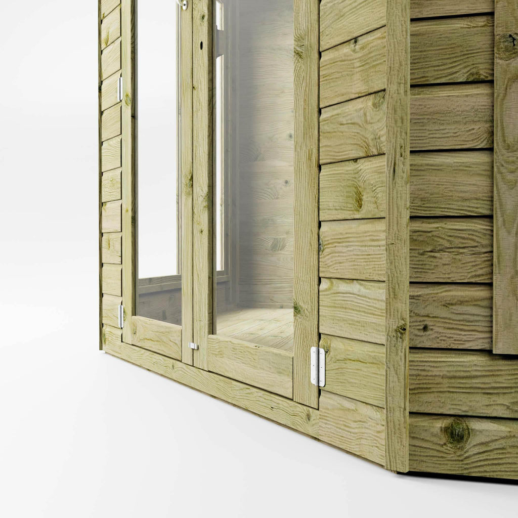 WALTONS | Wooden Corner Summerhouse | Shiplap Tongue & Groove | Garden Room | Flat Roof | Double Door | Outdoor Sun Room | 7ft 8ft 9ft | 10 Year Anti