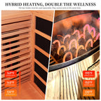 Corner Hybrid Sauna 3 Person, Indoor Infrared Steam Sauna, Canadian Hemlock