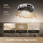 Robot Vacuum and Mop with Multi-Mop System, Up to 30,000Pa Suction, Obstacle Avoidance, Auto Empty & Mop Washing