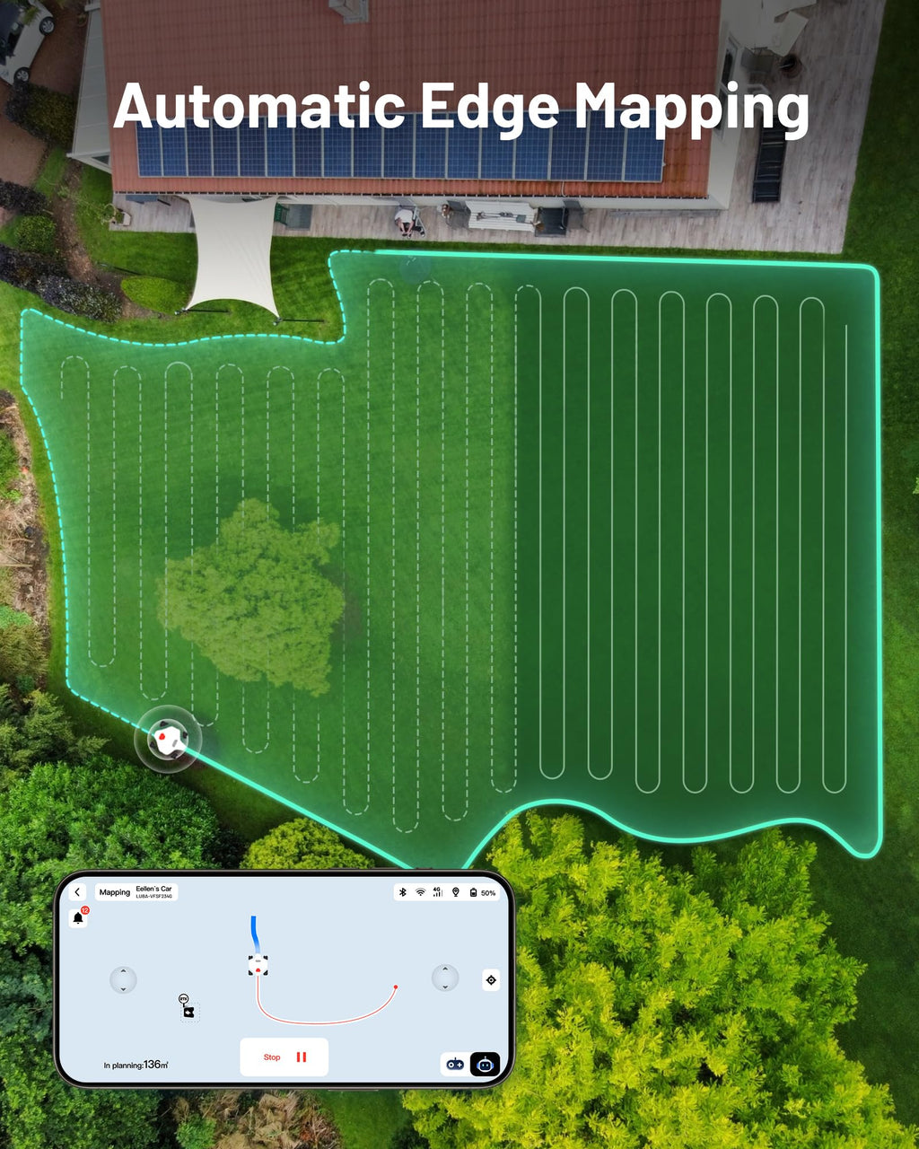 MAMMOTION LUBA 2 AWD 5000X Robot Lawn Mower without Boundary, Recommended 5000 m2, Max. 6000 m2, Auto Mapping UltraSense AI Vision, 80% Gradient